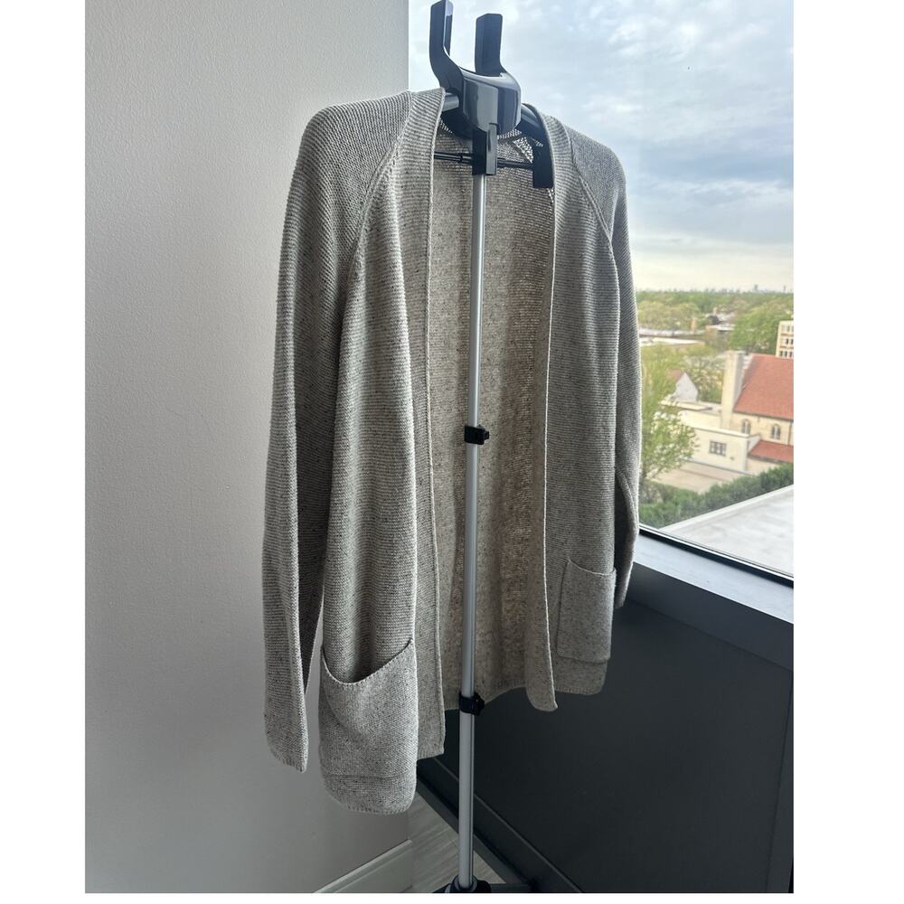 J. Jill Petite XL Beige Knit Cardigan Sweater Open Front Pockets